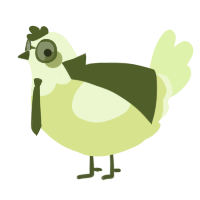 A lemon and apple chicken with a head pattern