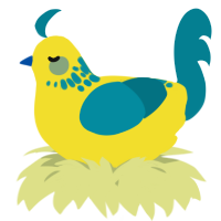A yellow and sea chicken with a neck-speckle pattern