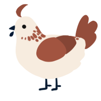 A cream and russet chicken with a neck-speckle pattern