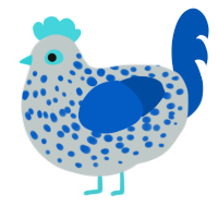A silver and ultramarine chicken with a speckle pattern