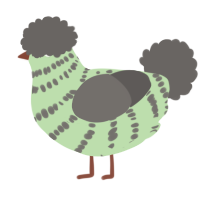 A gluppy and grey chicken with a bar pattern