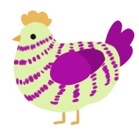 A apple and plum chicken with a bar pattern