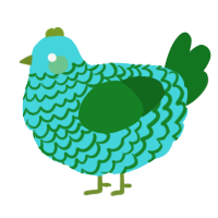 A aqua and leaf chicken with a lace pattern
