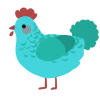 A aqua and turquoise chicken with a half-lace pattern