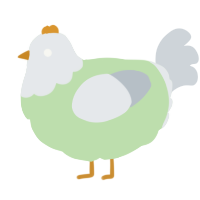 A gluppy and mist chicken with a head pattern