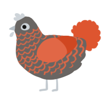 A grey and vermilion chicken with a lace pattern