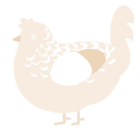 A cream chicken with a half-lace pattern