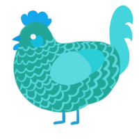 A turquoise and aqua chicken with a lace pattern