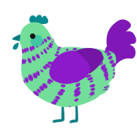 A spring and violet chicken with a bar pattern