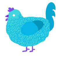 A aqua and cerulean chicken with a double-lace pattern