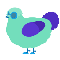 A mint and indigo chicken