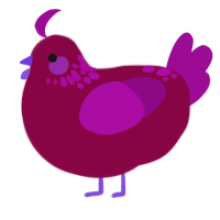 A maroon and plum chicken with a neck-speckle pattern