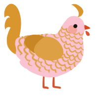 A rose and orange chicken with a lace pattern