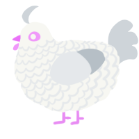 A white and mist chicken with a lace pattern