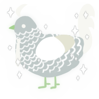 A silver and white chicken with a lace pattern