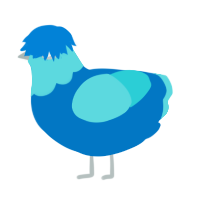 A sapphire and aqua chicken with a head pattern