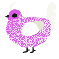 A orchid and white chicken with a double-lace pattern