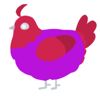 A amethyst and crimson chicken with a head pattern
