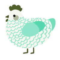 A white and mint chicken with a lace pattern
