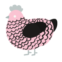 A rose and sable chicken with a lace pattern