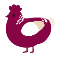 A maroon and cream chicken with a neck-band pattern