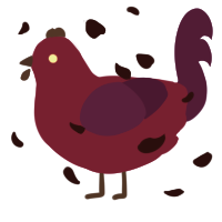 A fuchsia and violet chicken