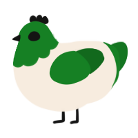 A cream and leaf chicken with a head pattern