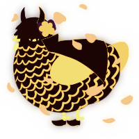 A black and orange chicken with a lace pattern