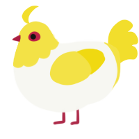 A white and yellow chicken with a head pattern