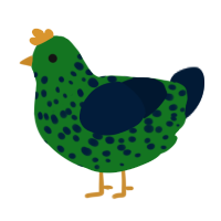 A leaf and tumblr chicken with a speckle pattern