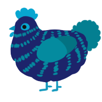 A navy and sea chicken with a bar pattern