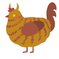 A ochre and russet chicken with a bar pattern