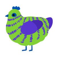 A grass and indigo chicken with a bar pattern