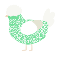 A spring and white chicken with a double-lace pattern