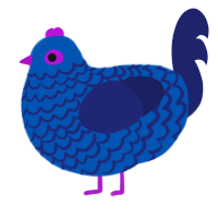 A ultramarine and navy chicken with a lace pattern