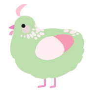 A gluppy and rose chicken with a neck-speckle pattern