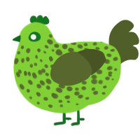 A grass and olive chicken with a speckle pattern