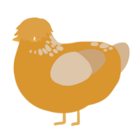 Oliver, a orange and beige chicken with a neck-speckle pattern