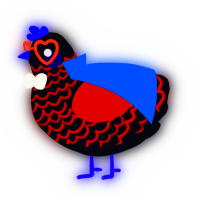 A white and aqua chicken with a lace pattern