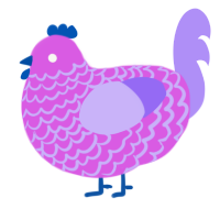 A orchid and lilac chicken with a lace pattern