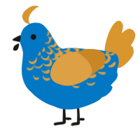 (unnamed), a sapphire and orange chicken with a half-lace pattern