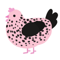 A rose and sable chicken with a speckle pattern