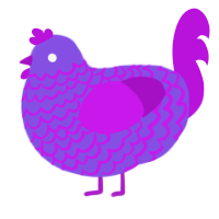 A blurple and amethyst chicken with a lace pattern