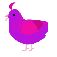 A amethyst and fuchsia chicken with a half-lace pattern