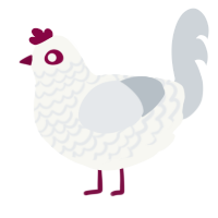 A white and mist chicken with a lace pattern