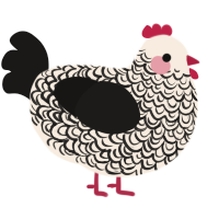 A cream and sable chicken with a double-lace pattern
