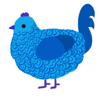 A sky and ultramarine chicken with a double-lace pattern