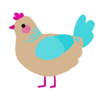 A beige and aqua chicken with a neck-band pattern