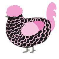 A sable and pink chicken with a lace pattern