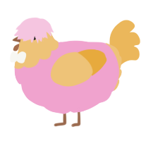 A pink and honey chicken with a head pattern